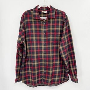 Carbon2Cobalt Plaid Button Up Flannel Shirt Size L Long Sleeve‎ Curved Hem